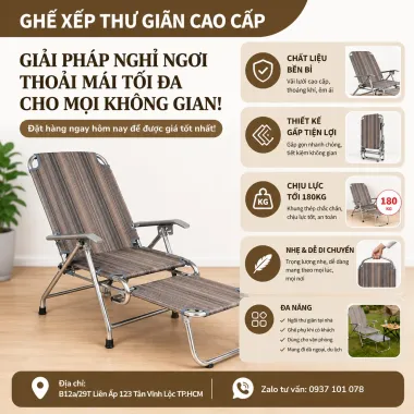 GHẾ LƯỚI THƯ GIÃN CAO CẤP – THOÁNG MÁT, ÊM ÁI, SIÊU TIỆN LỢI