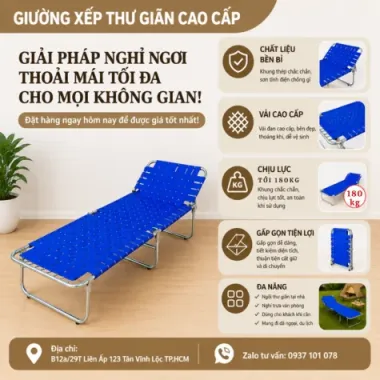 GIƯỜNG DÙ XẾP CAO CẤP VẠN LỢI – THOÁNG MÁT, BỀN BỈ, TIỆN LỢI